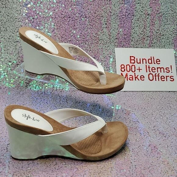 Style & Co Chicklet Sandals Size 10M White - Picture 1 of 15